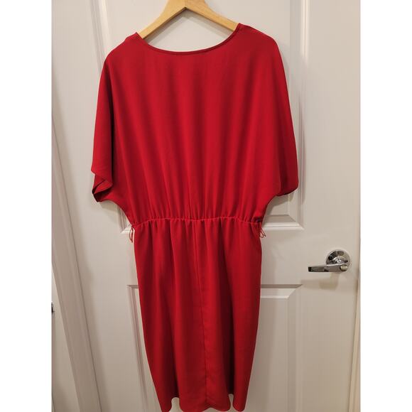 Trina Turk Red Blouson Dress with Hi Low Hem - Picture 3 of 9